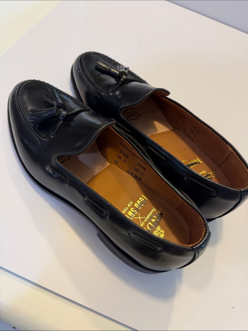Todd Snyder X Sanders Black Tassel Leather Slip On Loafers Sz 11.  Tub7